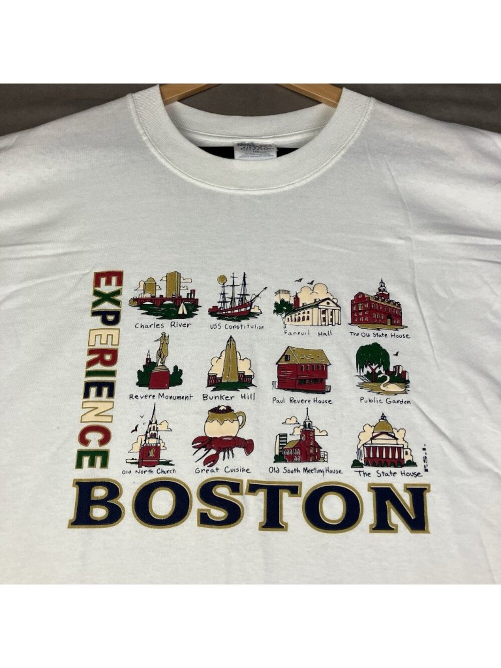 Vintage Experience Boston MA Graphic T Shirt White Short Sleeve Adult Size XXL